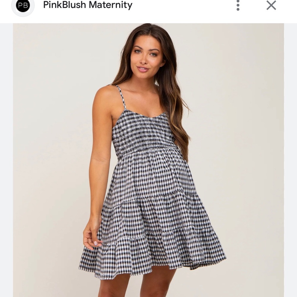 Pink Blush Maternity | Black Gingham Tiered Maternity Dress